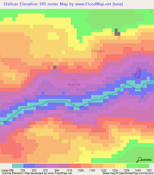 Dislinar,Turkey Elevation Map