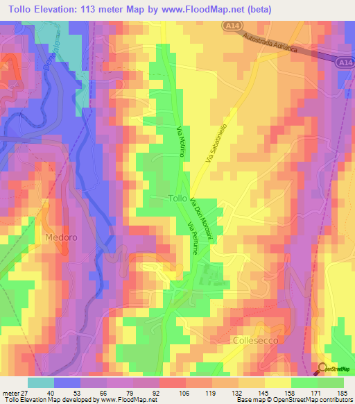 Tollo,Italy Elevation Map