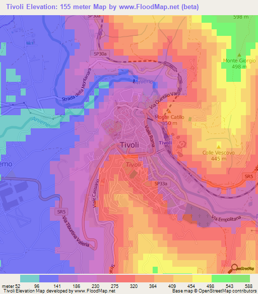 Tivoli,Italy Elevation Map