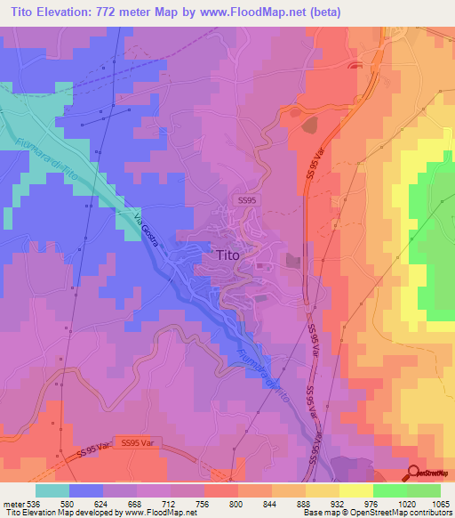 Tito,Italy Elevation Map