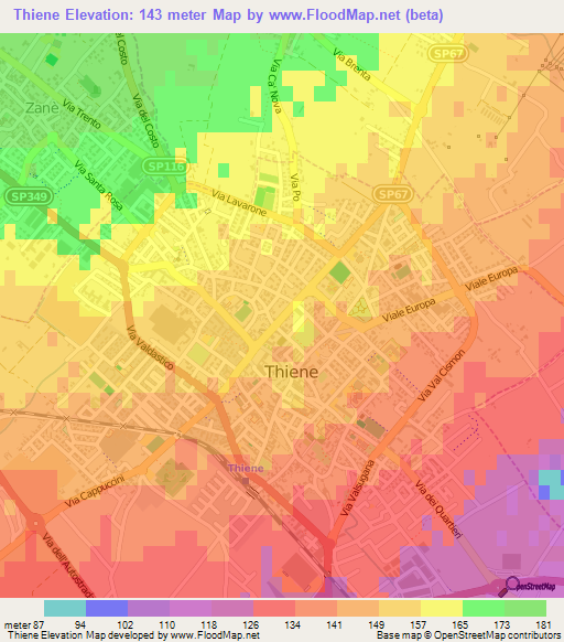 Thiene,Italy Elevation Map