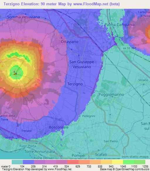 Terzigno,Italy Elevation Map