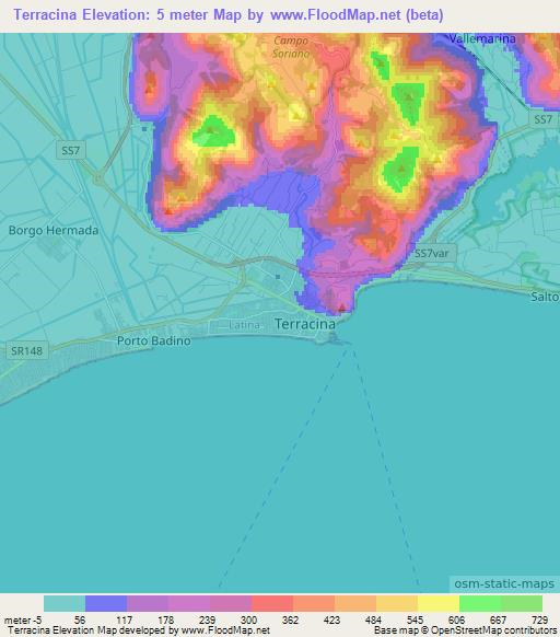 Terracina,Italy Elevation Map