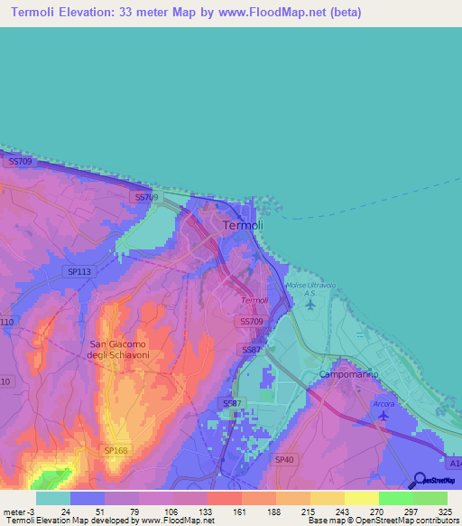 Termoli,Italy Elevation Map