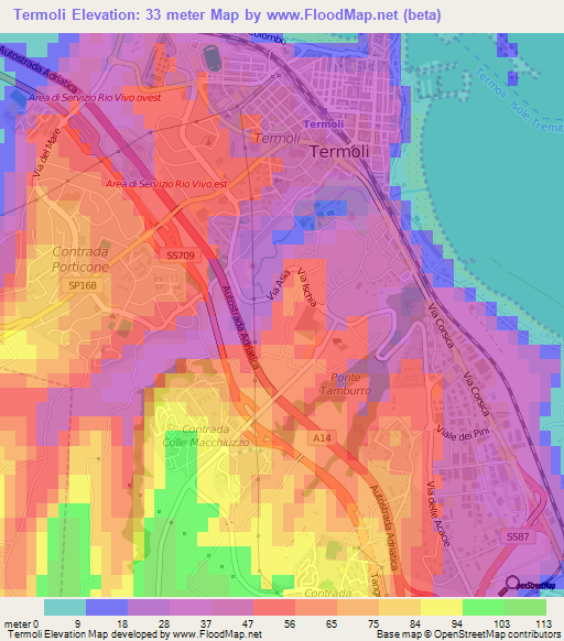 Termoli,Italy Elevation Map