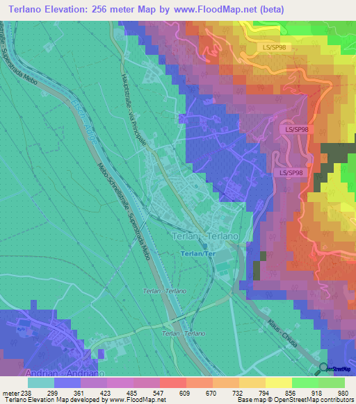 Terlano,Italy Elevation Map