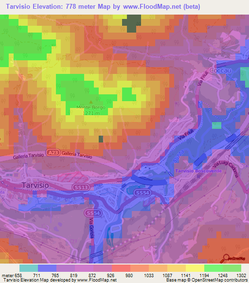 Tarvisio,Italy Elevation Map