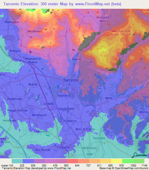 Tarcento,Italy Elevation Map