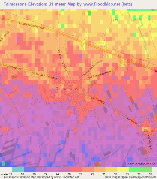 Talmassons,Italy Elevation Map