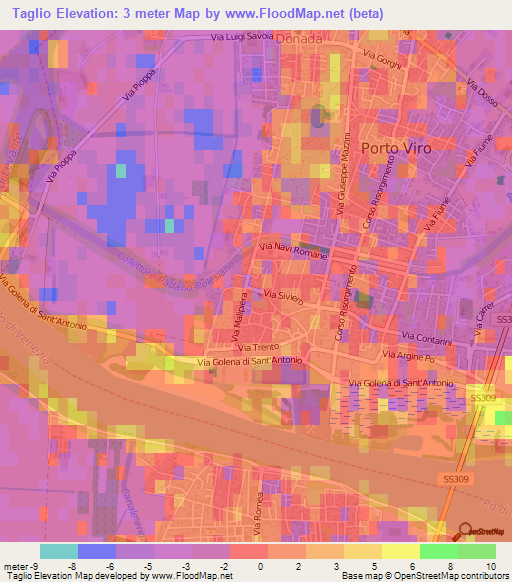 Taglio,Italy Elevation Map