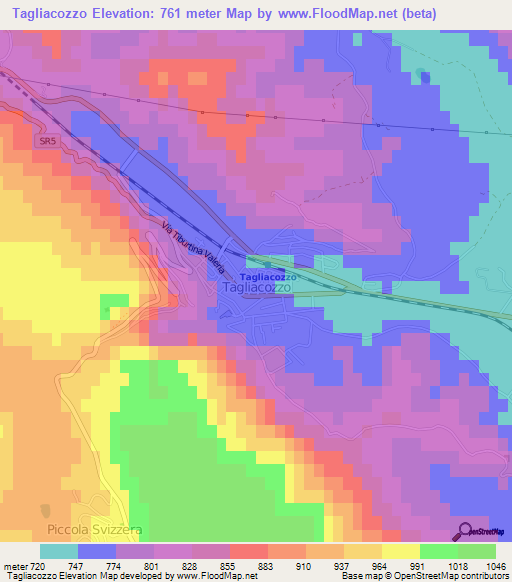 Tagliacozzo,Italy Elevation Map