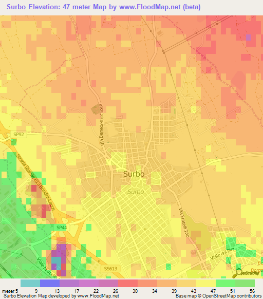 Surbo,Italy Elevation Map