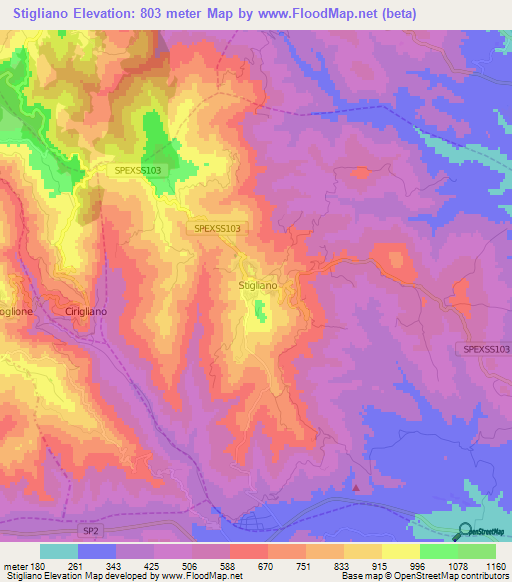 Stigliano,Italy Elevation Map