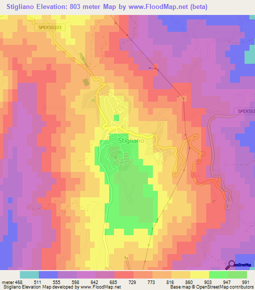 Stigliano,Italy Elevation Map