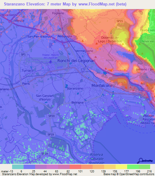 Staranzano,Italy Elevation Map