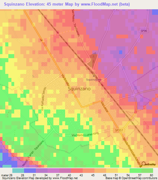 Squinzano,Italy Elevation Map