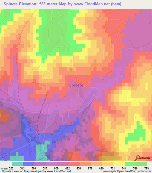 Spinete,Italy Elevation Map