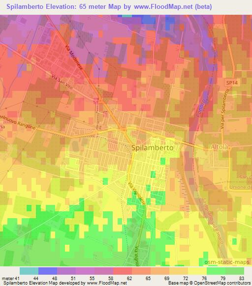 Spilamberto,Italy Elevation Map