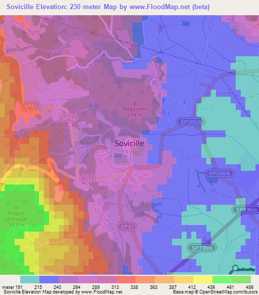 Sovicille,Italy Elevation Map