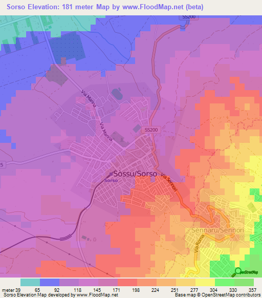 Sorso,Italy Elevation Map