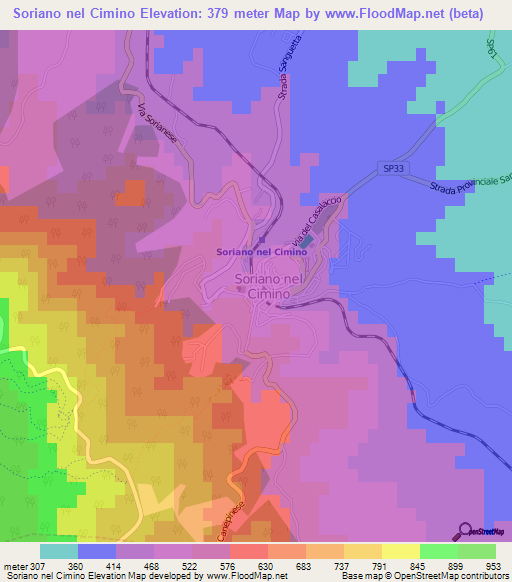 Soriano nel Cimino,Italy Elevation Map