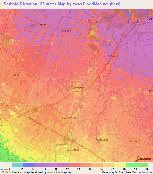 Sorbolo,Italy Elevation Map