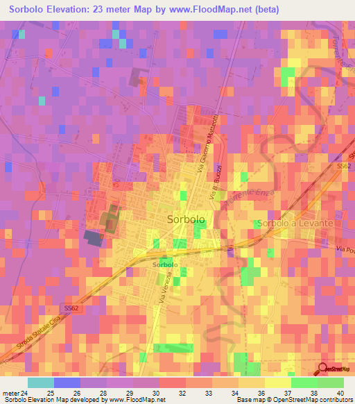 Sorbolo,Italy Elevation Map