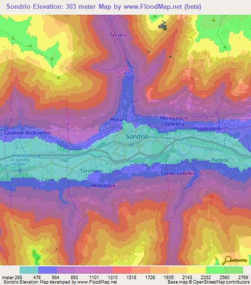 Sondrio,Italy Elevation Map