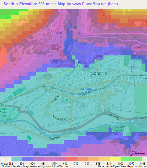 Sondrio,Italy Elevation Map