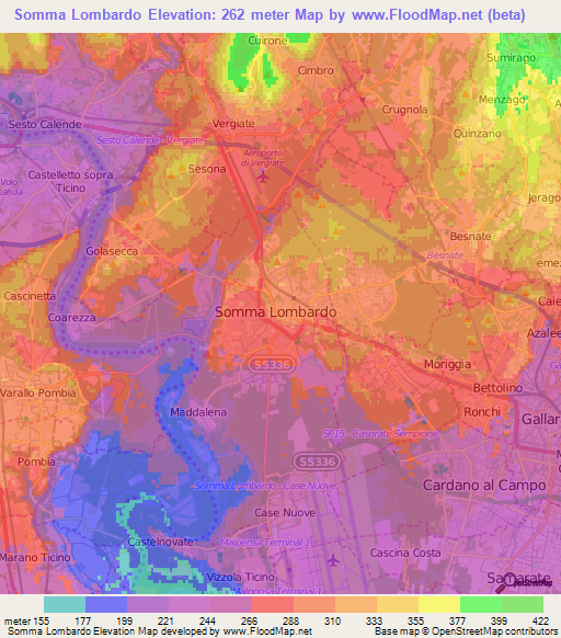 Somma Lombardo,Italy Elevation Map