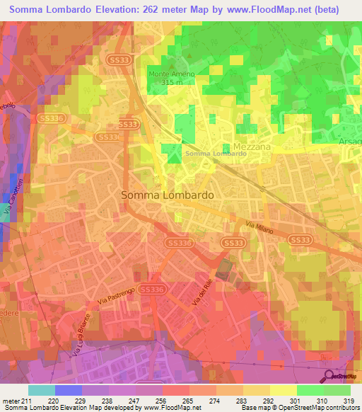 Somma Lombardo,Italy Elevation Map