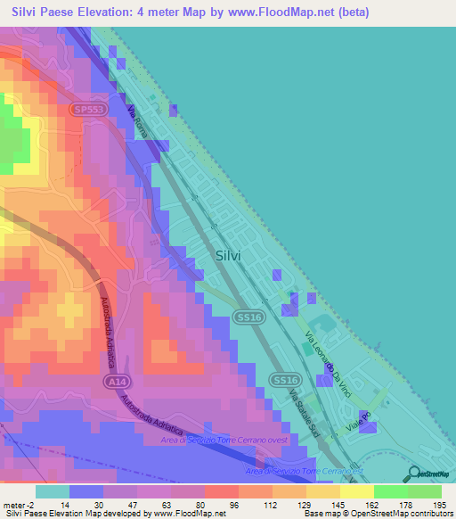 Silvi Paese,Italy Elevation Map