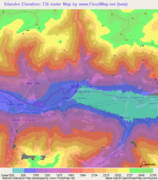 Silandro,Italy Elevation Map