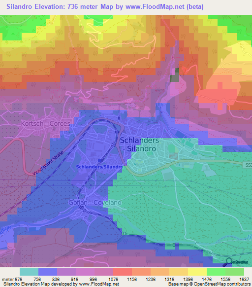 Silandro,Italy Elevation Map