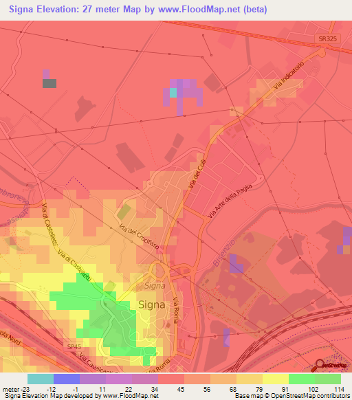 Signa,Italy Elevation Map