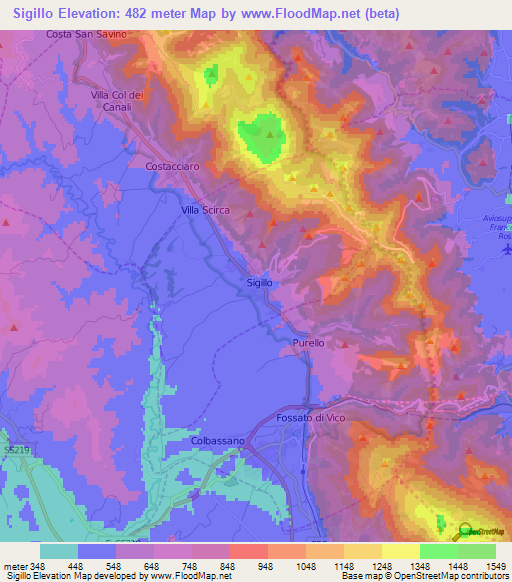 Sigillo,Italy Elevation Map