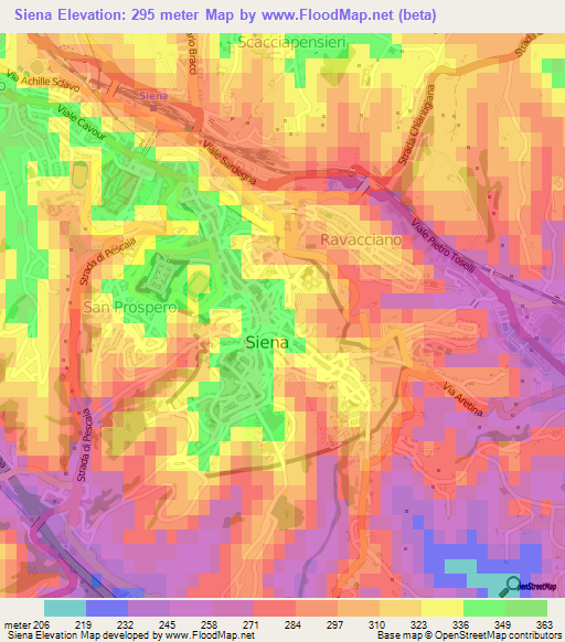 Siena,Italy Elevation Map