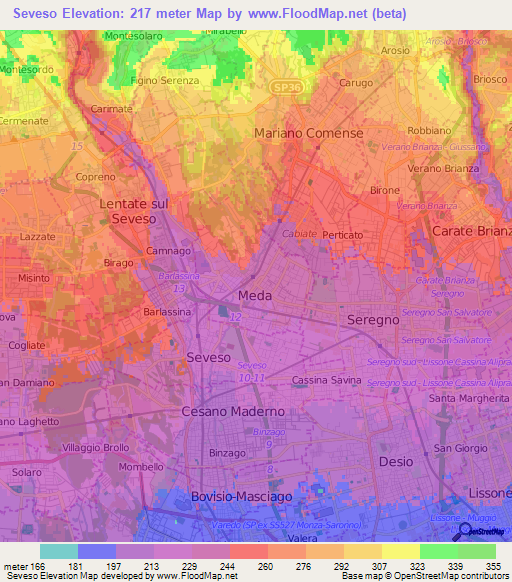 Seveso,Italy Elevation Map