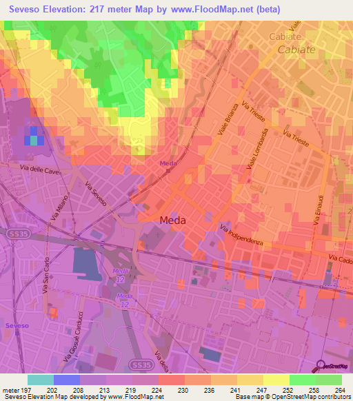 Seveso,Italy Elevation Map