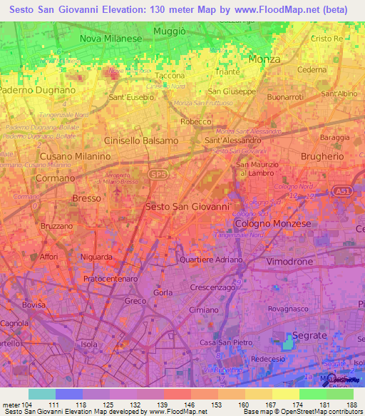 Sesto San Giovanni,Italy Elevation Map