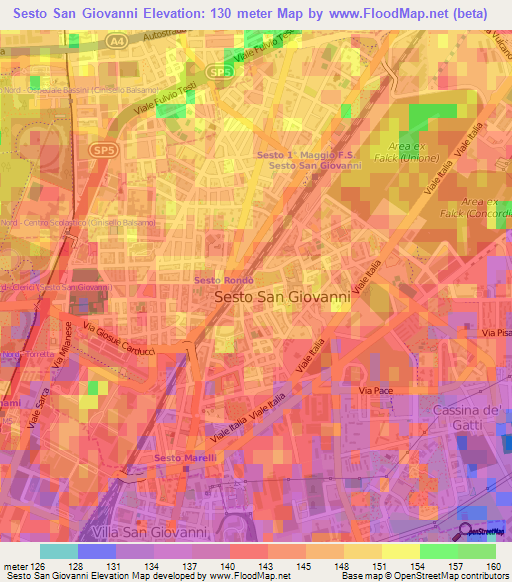 Sesto San Giovanni,Italy Elevation Map