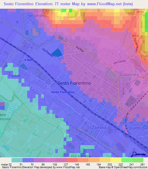 Sesto Fiorentino,Italy Elevation Map