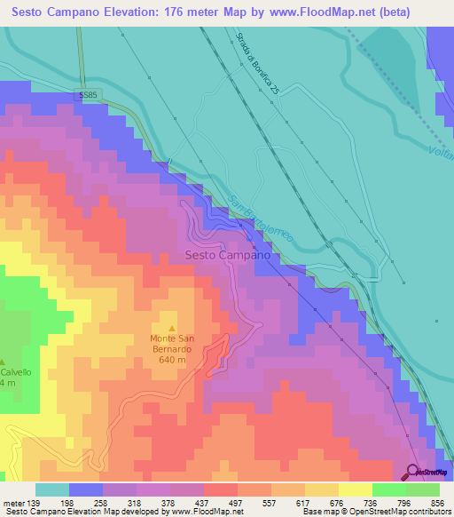 Sesto Campano,Italy Elevation Map