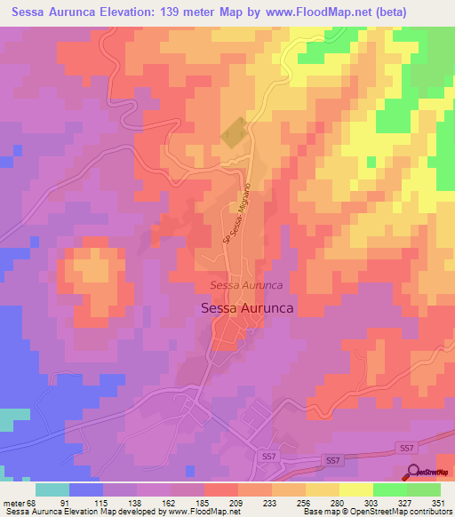 Sessa Aurunca,Italy Elevation Map