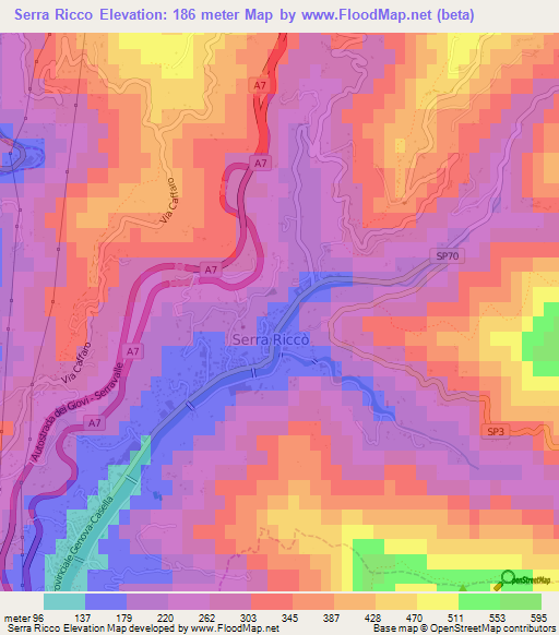 Serra Ricco,Italy Elevation Map