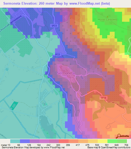 Sermoneta,Italy Elevation Map