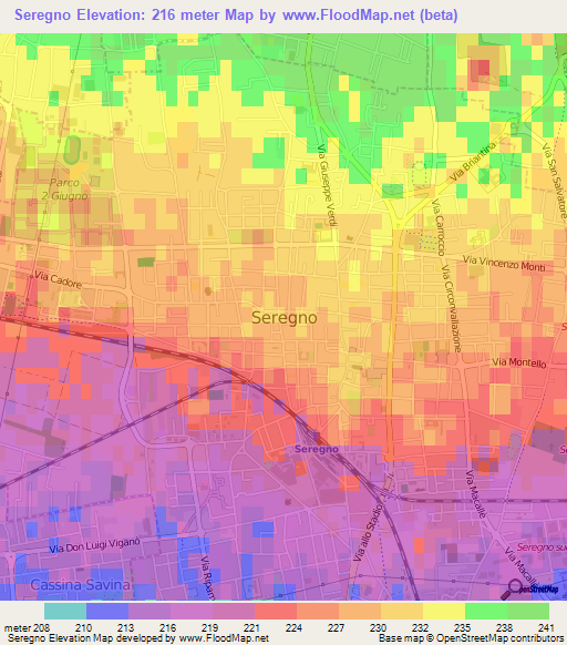 Seregno,Italy Elevation Map