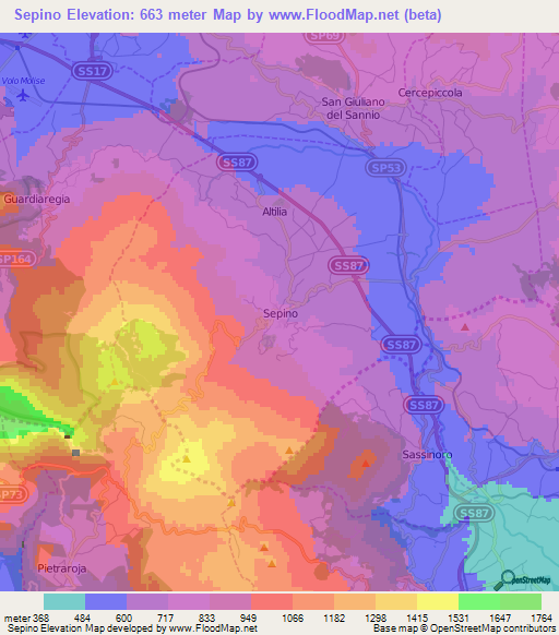 Sepino,Italy Elevation Map