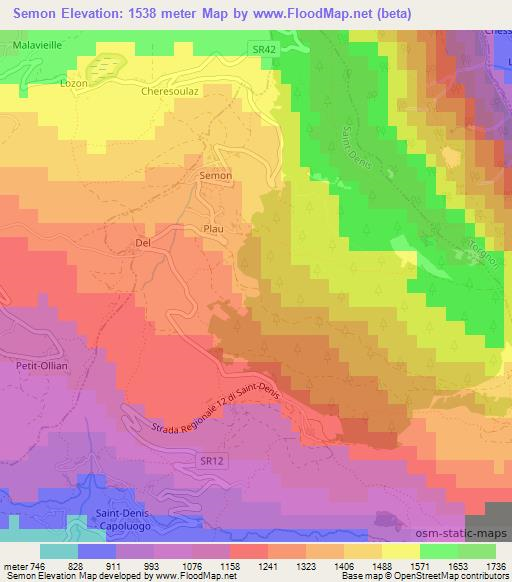 Semon,Italy Elevation Map