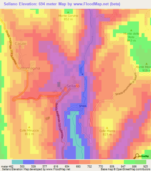 Sellano,Italy Elevation Map